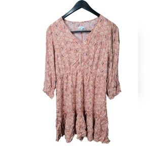 Womens Dress Tiered Boho Ruffle Floral Costal Cowgirl Cottagecore Susina Size L